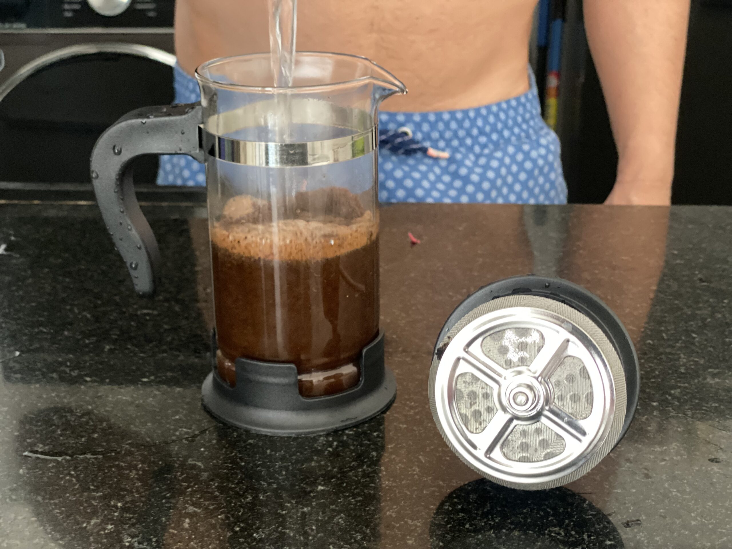 Hot Water into French Press